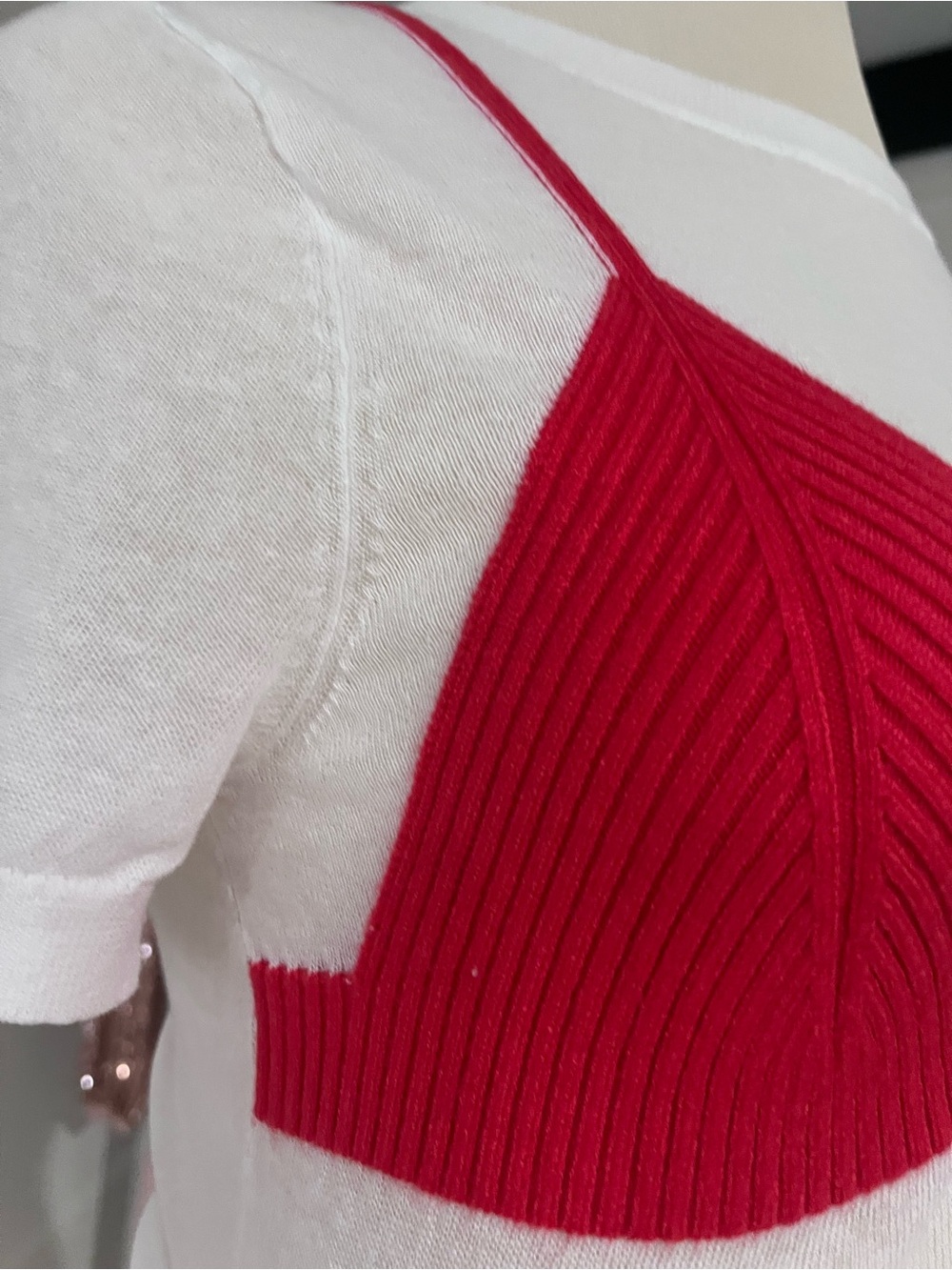 Red Ribbed Knit Bralette - Picture 2 of 3